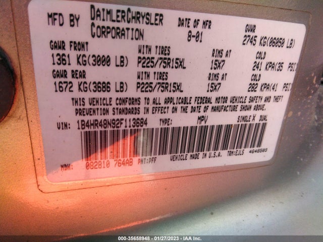 Dodge Durango 2002 1B4HR48N92F113684 Image 10
