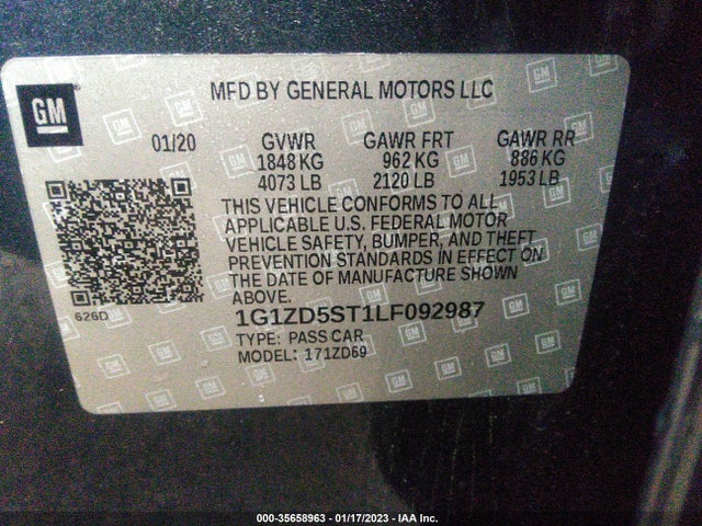 Chevrolet MALIBU LT 2020 1G1ZD5ST1LF092987 Image 9