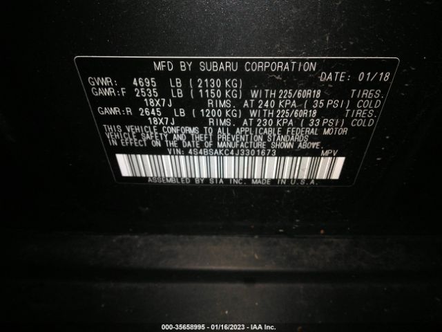 4S4BSAKC4J3301673 Subaru Outback Limited
