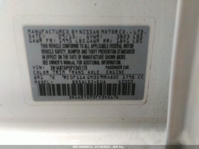 2015 Nissan Sentra, VIN: 3N1AB7AP0FY345176