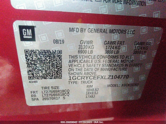 Chevrolet Silverado 1500 Custom Trail Boss 2020 1GCRYCEFXLZ104770 Image 10