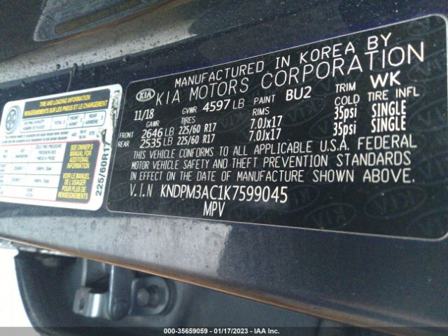 KNDPM3AC1K7599045 KIA Sportage Lx