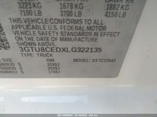 3GTU8CEDXLG322135 GMC Sierra 1500 Elevation