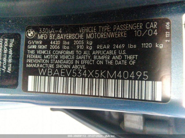 WBAEV534X5KM40495 BMW 3 Series 330i