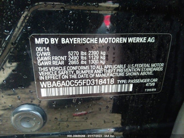 BMW 6 Series 640i 2015 WBA6A0C55FD318418 Image 9