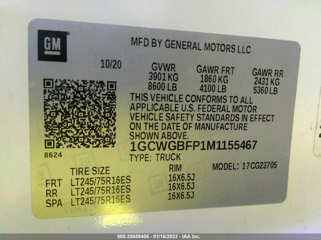 Chevrolet EXPRESS CARGO VAN 2021 1GCWGBFP1M1155467 Image 9