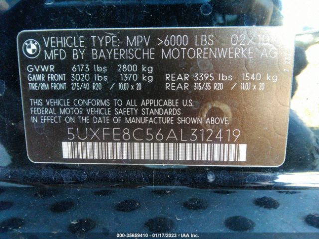 5UXFE8C56AL312419 BMW X5 48i
