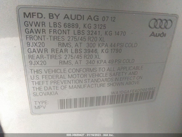WA1DGAFE4DD001862 Audi Q7 3.0t S Line Prestige