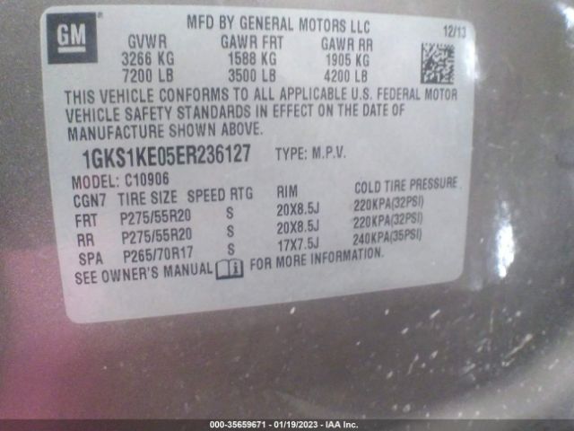 1GKS1KE05ER236127 GMC Yukon Xl Slt