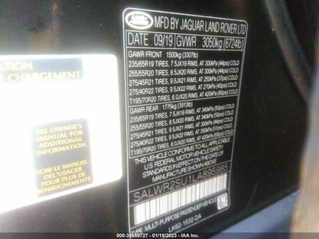 SALWR2SU1LA895985 Land Rover Range Rover Sport Hse