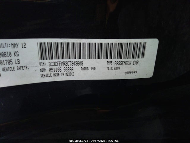 3C3CFFAR2CT343609 Fiat 500 POP