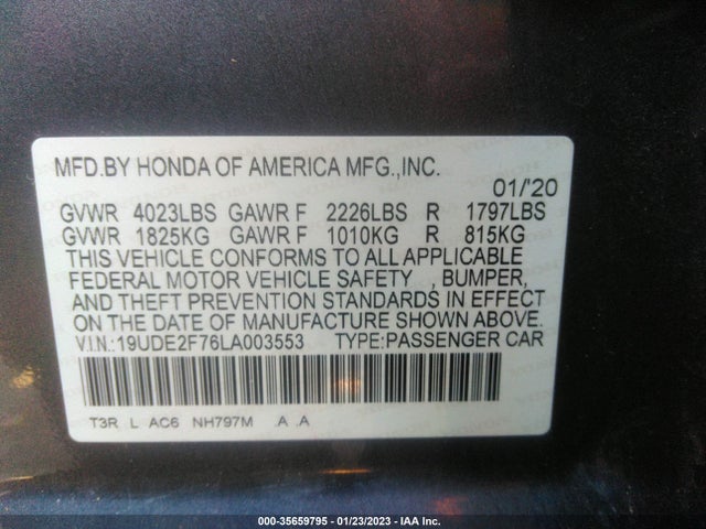 2020 Acura ILX, VIN: 19UDE2F76LA003553