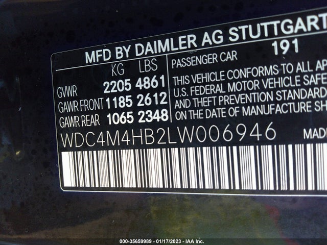 2020 Mercedes-Benz GLB-Class, VIN: WDC4M4HB2LW006946