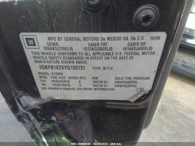GMC Yukon Xl Sle 2000 3GKFK16TXYG100131 Image 9