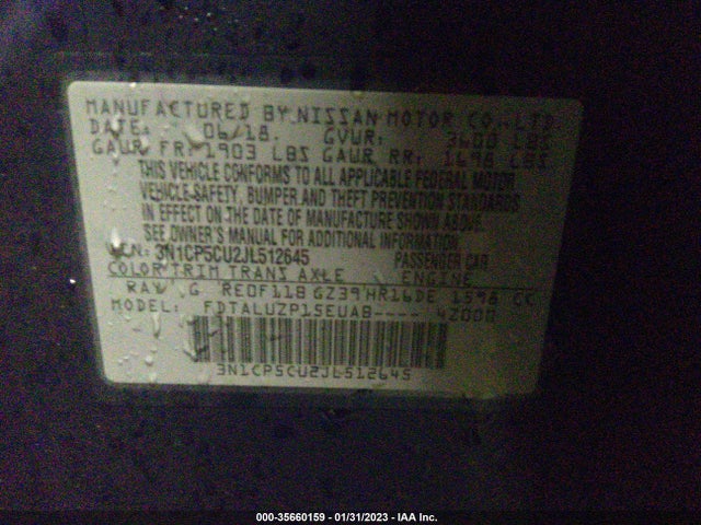 2018 Nissan Kicks, VIN: 3N1CP5CU2JL512645