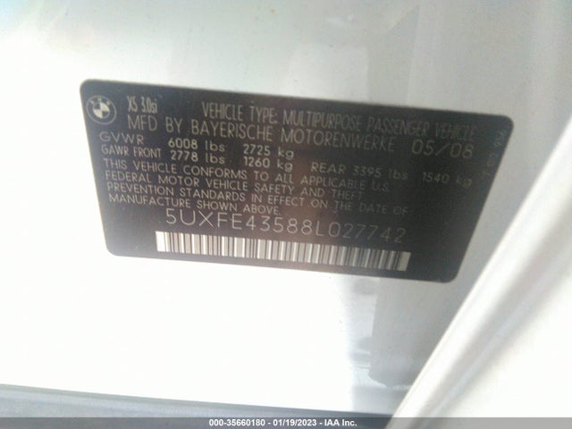 BMW X5 3.0SI 2008 5UXFE43588L027742 Image 10