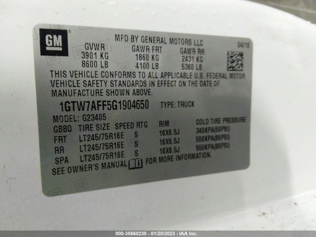 GMC SAVANA CARGO VAN 2016 1GTW7AFF5G1904650 Image 9