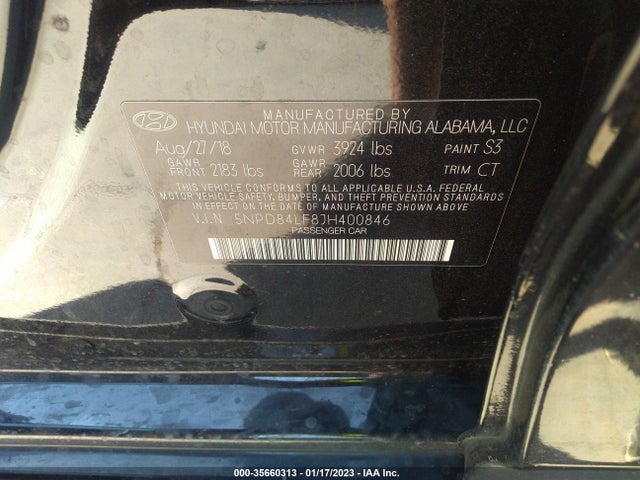 Hyundai ELANTRA SEL 2018 5NPD84LF8JH400846 Image 9