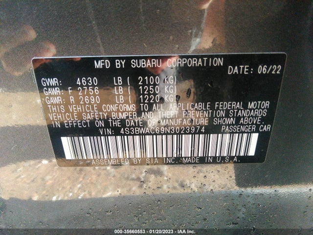 2022 Subaru Legacy, VIN: 4S3BWAC69N3023974