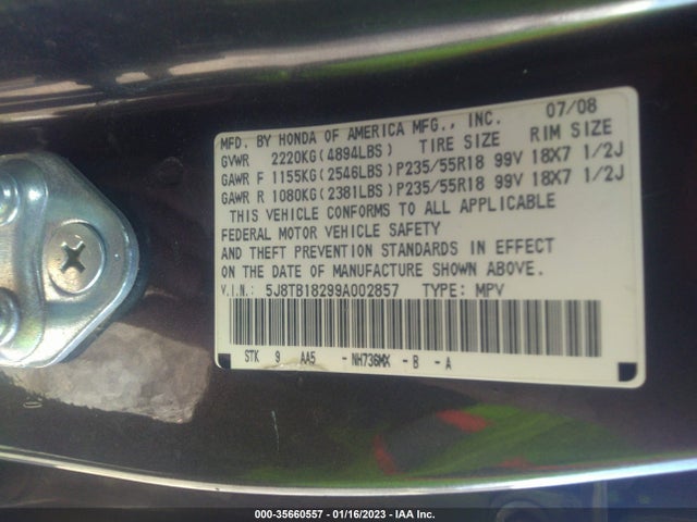 Acura RDX 2009 5J8TB18299A002857 Image 10