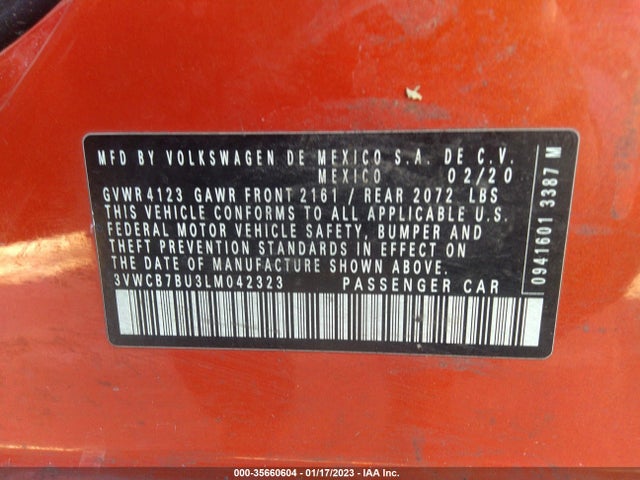 3VWCB7BU3LM042323 Volkswagen Jetta S/se/r-line
