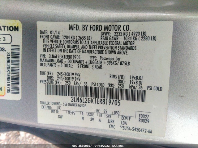 Lincoln MKZ 2014 3LN6L2GK1ER819705 Image 10