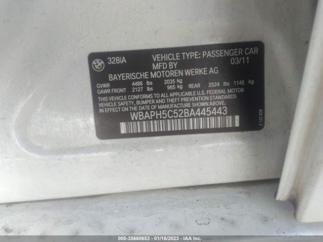 WBAPH5C52BA445443 BMW 3 Series 328i