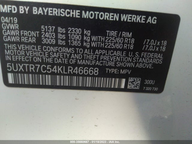 BMW X3 Sdrive30i 2019 5UXTR7C54KLR46668 Image 9