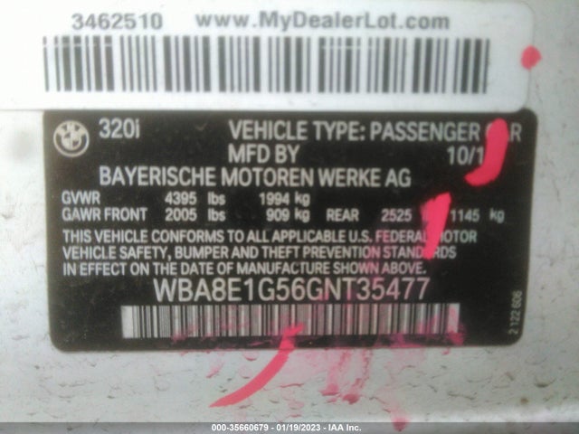 BMW 3 Series 320i 2016 WBA8E1G56GNT35477 Image 10