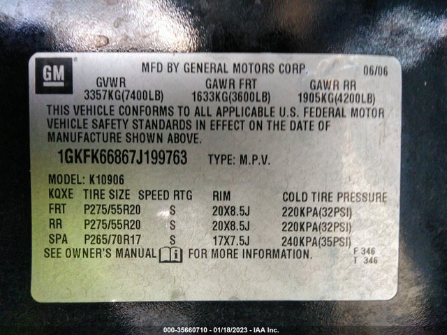 GMC YUKON XL DENALI 2007 1GKFK66867J199763 Image 11