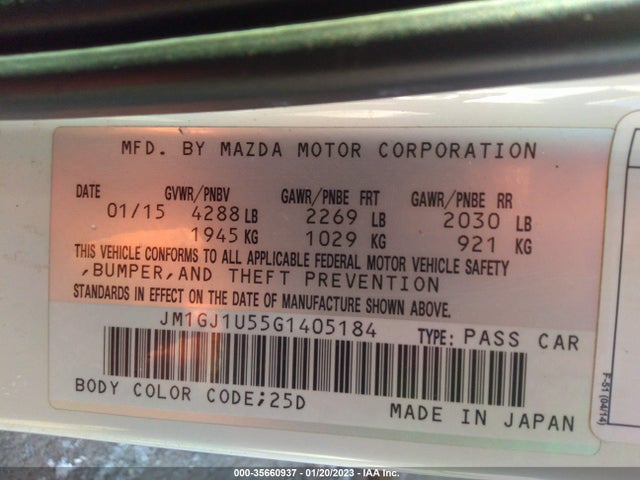 2016 Mazda 6, VIN: JM1GJ1U55G1405184