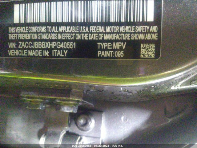 ZACCJBBBXHPG40551 Jeep Renegade Latitude