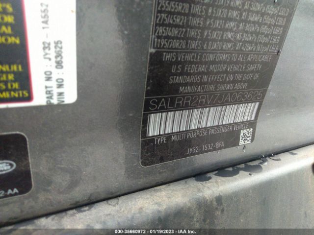 SALRR2RV7JA063625 Land Rover Discovery Hse
