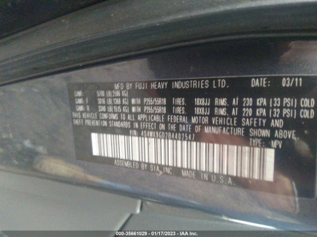 4S4WX9GD2B4402547 Subaru Tribeca 3.6r Limited