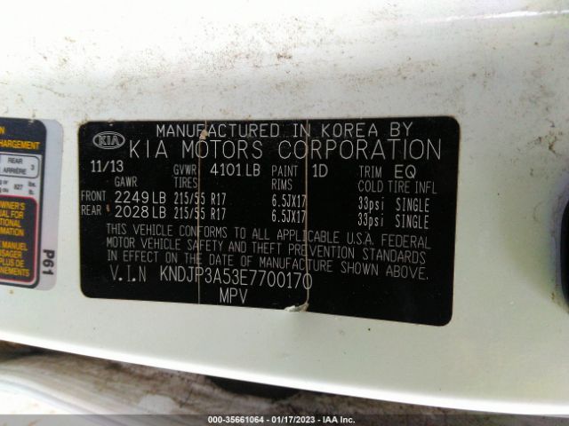 KNDJP3A53E7700170 KIA SOUL +