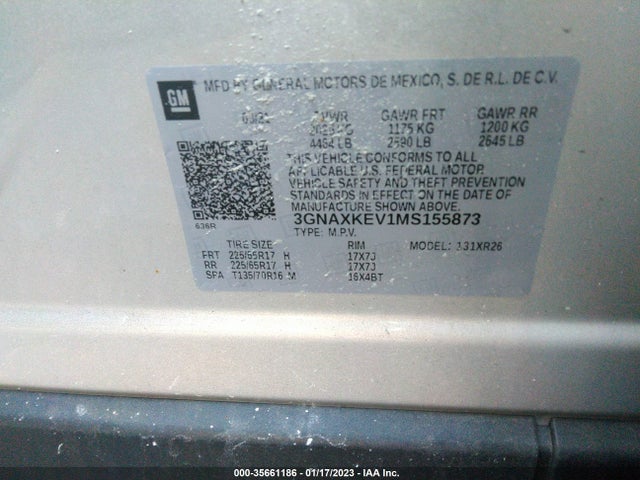 Chevrolet EQUINOX LT 2021 3GNAXKEV1MS155873 Image 9