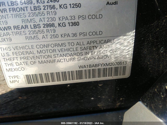 WA1BABFYXM2070513 Audi Q5 Premium Plus