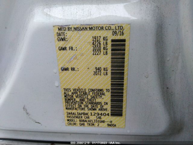 1N4AL3AP8HC129404 Nissan Altima 2.5 Sr