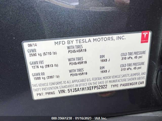 Tesla Model S 60 Kwh Battery/p85 2014 5YJSA1H1XEFP52922 Image 9