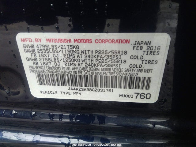 JA4AZ3A38GZ031761 Mitsubishi Outlander Se/sel/es