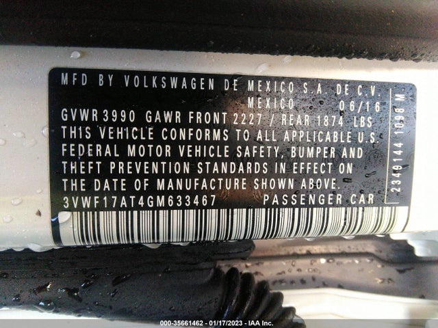 2016 Volkswagen Beetle, VIN: 3VWF17AT4GM633467