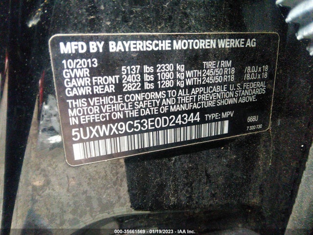 BMW X3 Xdrive28i 2014 5UXWX9C53E0D24344 Image 9