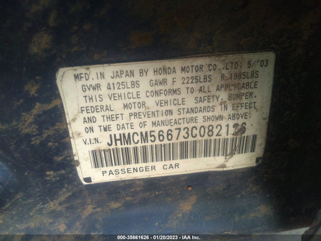 2003 HONDA ACCORD SDN EX VIN: JHMCM56673C082126