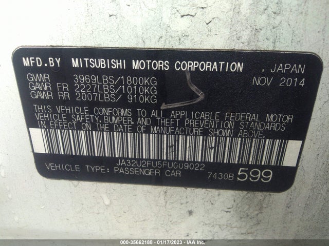 JA32U2FU5FU009022 Mitsubishi LANCER ES