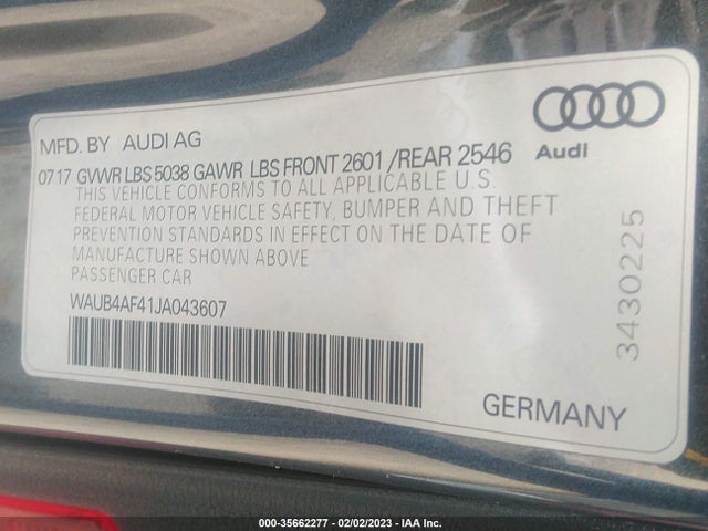 2018 Audi S4, VIN: WAUB4AF41JA043607
