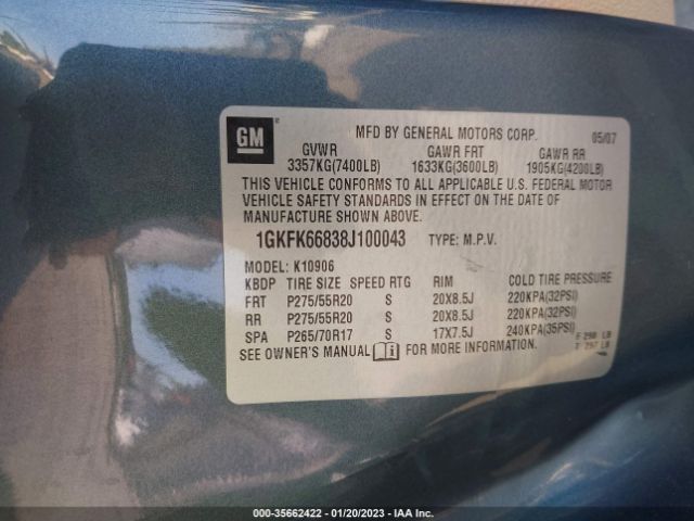 1GKFK66838J100043 GMC YUKON XL DENALI