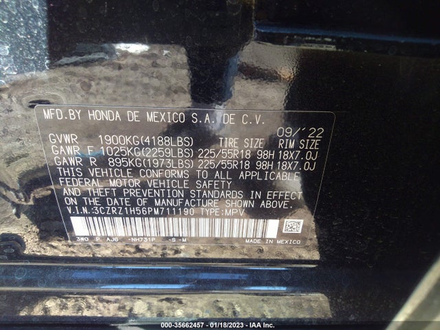 2023 Honda HR-V, VIN: 3CZRZ1H56PM711190