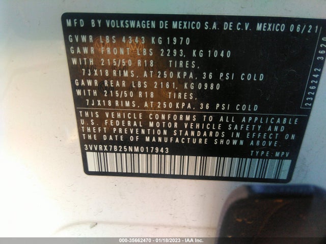 Volkswagen TAOS SE 2022 3VVRX7B25NM017943 Image 9