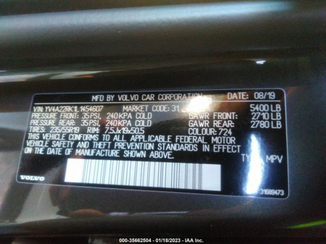 YV4A22RK1L1454607 Volvo Xc60 Momentum