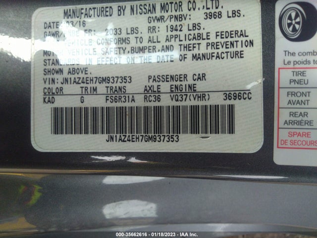 Nissan 370Z 2016 JN1AZ4EH7GM937353 Image 11